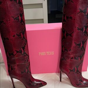 IOB Paris Texas Red Snakeskin Tall Boots